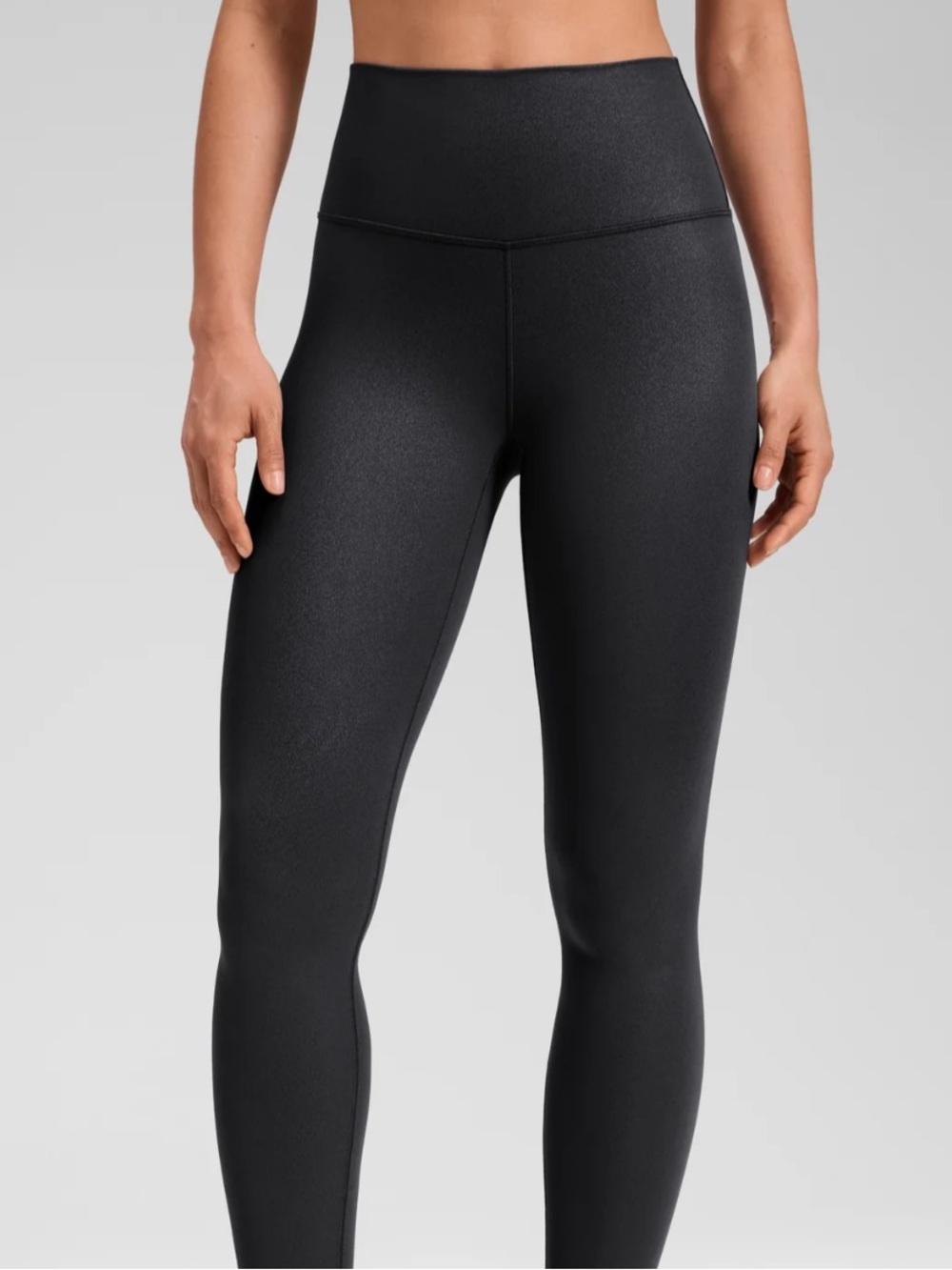 CRZ YOGA Matte Faux Leather High Rise Leggings Black Foil Size Medium NWT